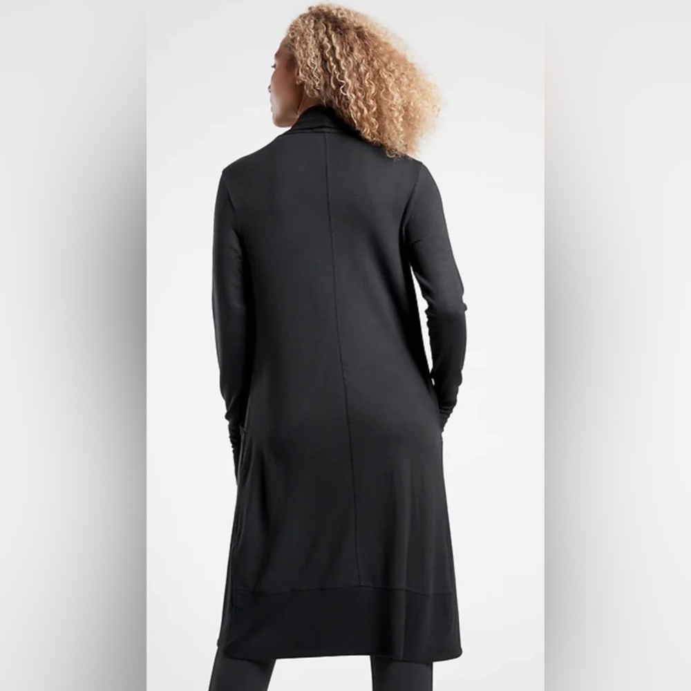 ATHLETA Black Pranayama Long Wrap Open Front Cardigan Athleisure Size XS - Picture 2 of 7